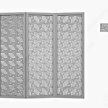 中式镂空屏风3D模型下载